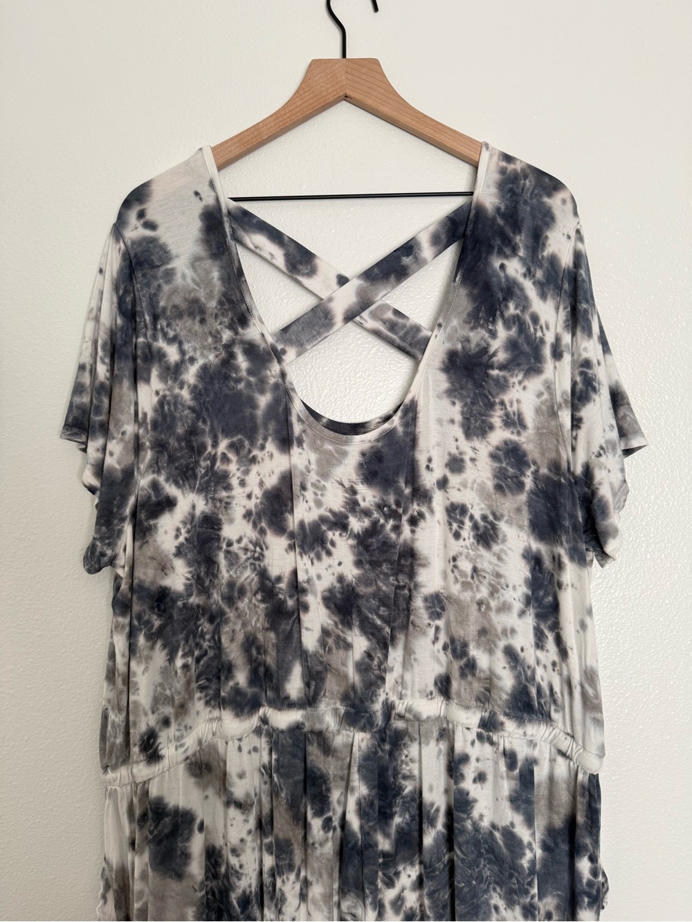 LIVI - Active Drawstring Wide Leg Gray Grey Tie Dye Cropped Jumpsuit - 26/28 - Picture 6 of 11